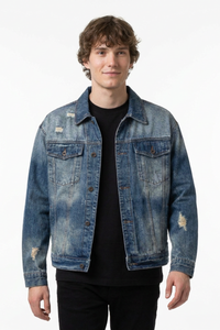 Men's 100% Cotton Vintage Wash Denim Jacket