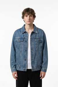 Men's Fall 100% Cotton Classic Wash Denim Trucker Jacket