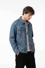 Men's Fall 100% Cotton Classic Wash Denim Trucker Jacket