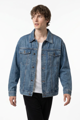 Men's Fall 100% Cotton Classic Wash Denim Trucker Jacket
