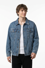 Men's Fall 100% Cotton Classic Wash Denim Trucker Jacket