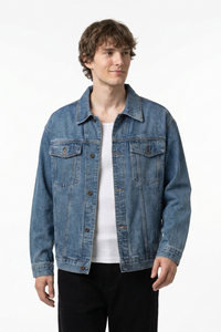 Men's Fall 100% Cotton Classic Wash Denim Trucker Jacket