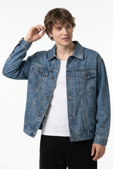 Men's Fall 100% Cotton Classic Wash Denim Trucker Jacket