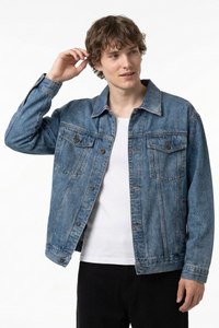Men's Fall 100% Cotton Classic Wash Denim Trucker Jacket