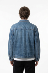 Men's Fall 100% Cotton Classic Wash Denim Trucker Jacket