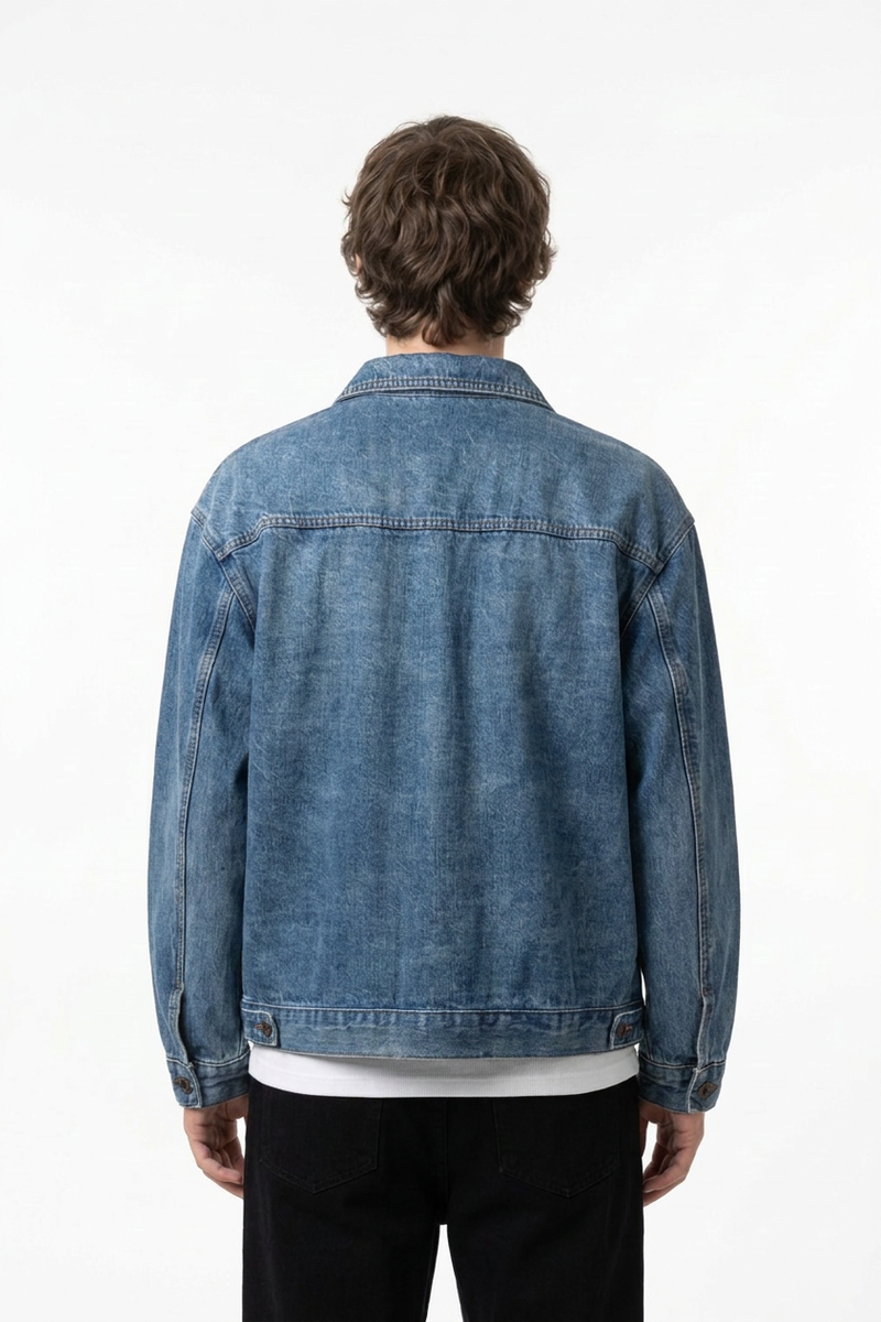 Men's Fall 100% Cotton Classic Wash Denim Trucker Jacket