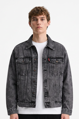 Men's Classic Black Grey Denim Jacket