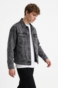 Men's Classic Black Grey Denim Jacket