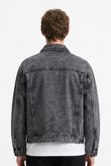Men's Classic Black Grey Denim Jacket