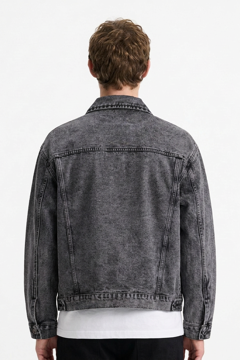Men's Classic Black Grey Denim Jacket