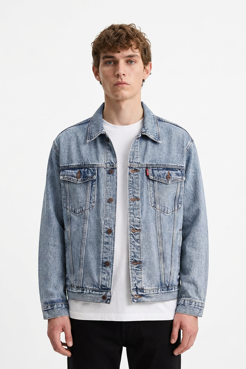 Men’s Vintage Bleach Wash Denim Jacket
