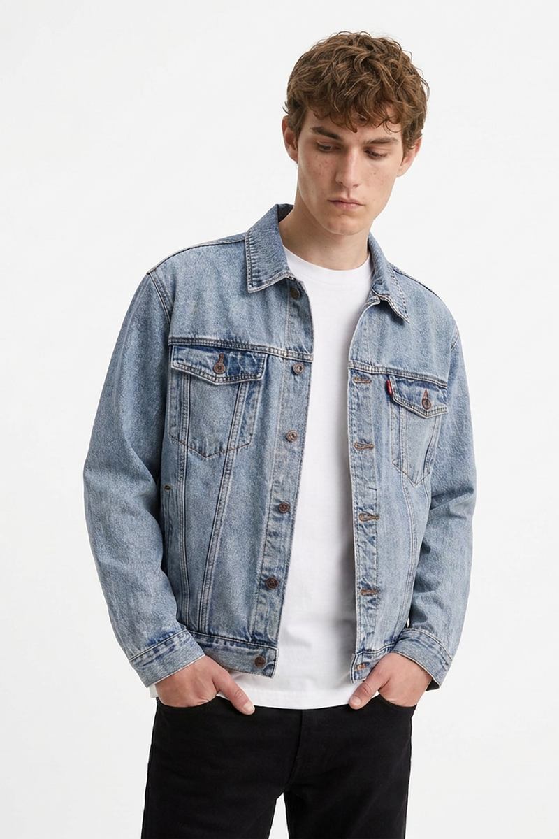 Men’s Vintage Bleach Wash Denim Jacket