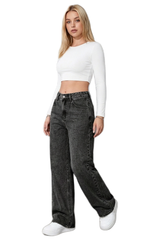 Women's Vintage Wash High-Waisted Wide-Leg Jeans