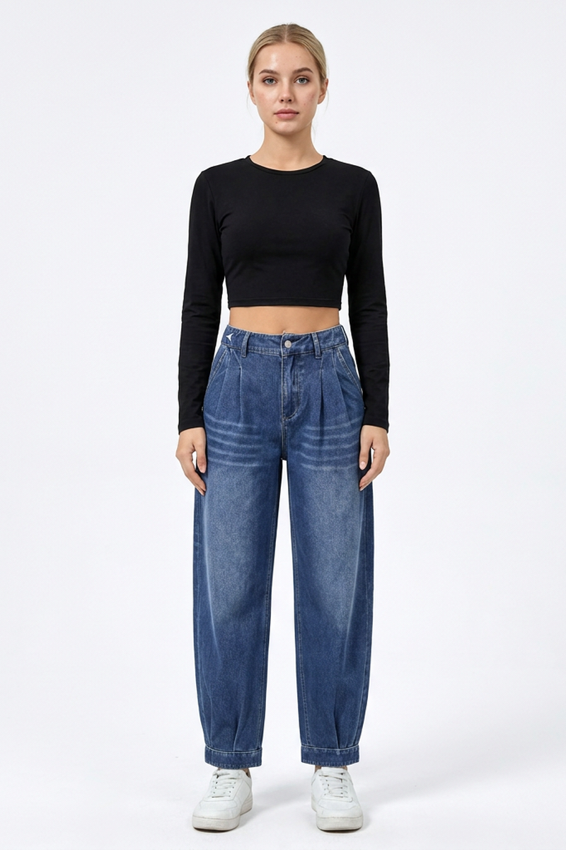Women's High-Waisted Relaxed Tapered Jeans