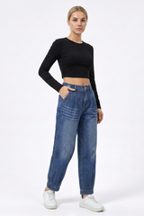 Women's High-Waisted Relaxed Tapered Jeans