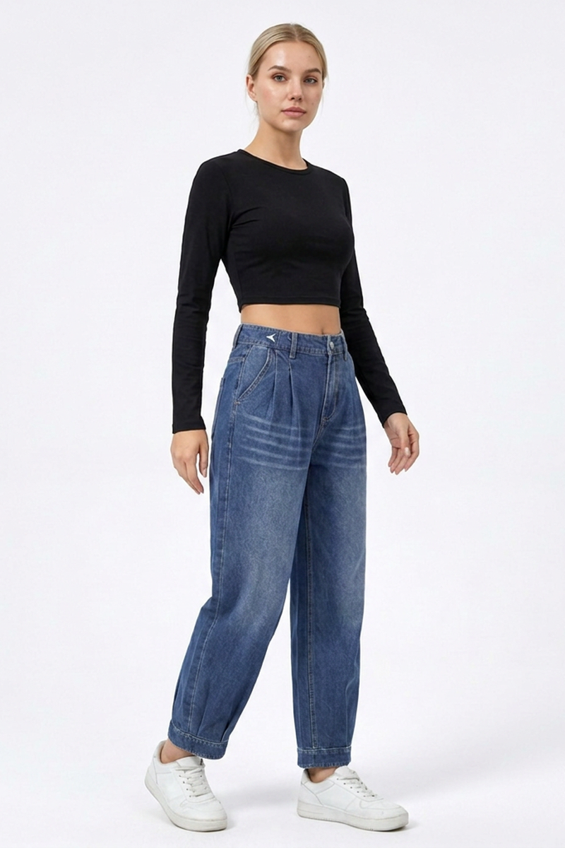 Women's High-Waisted Relaxed Tapered Jeans