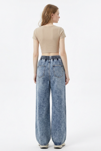 Women's Drawstring Relaxed Wide-Leg Jeans