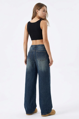Women's Vintage Wash High-Waisted Relaxed Wide-Leg Jeans