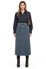 Women's Classic Vintage Wash Denim Midi Skirt