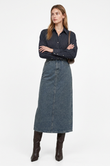 Women's Classic Vintage Wash Denim Midi Skirt