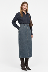 Women's Classic Vintage Wash Denim Midi Skirt