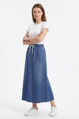 Women's Sapphire Blue Relaxed Denim Midi Skirt
