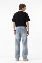 Men's Vintage Wash Ripped Relaxed Fit Straight-Leg Jeans