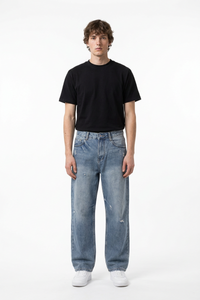 Men's Vintage Wash Loose Straight-Leg Jeans