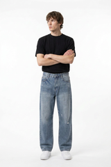 Men's Vintage Wash Loose Straight-Leg Jeans