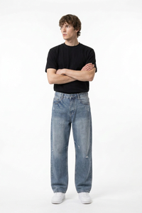 Men's Vintage Wash Loose Straight-Leg Jeans
