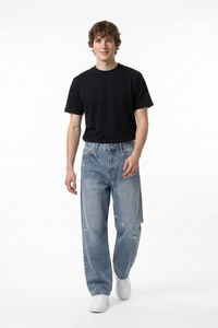 Men's Vintage Wash Loose Straight-Leg Jeans