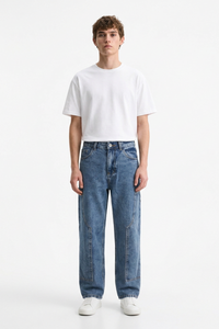 Men's Vintage Blue Straight-Leg Denim Jeans