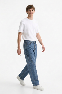 Men's Vintage Blue Straight-Leg Denim Jeans