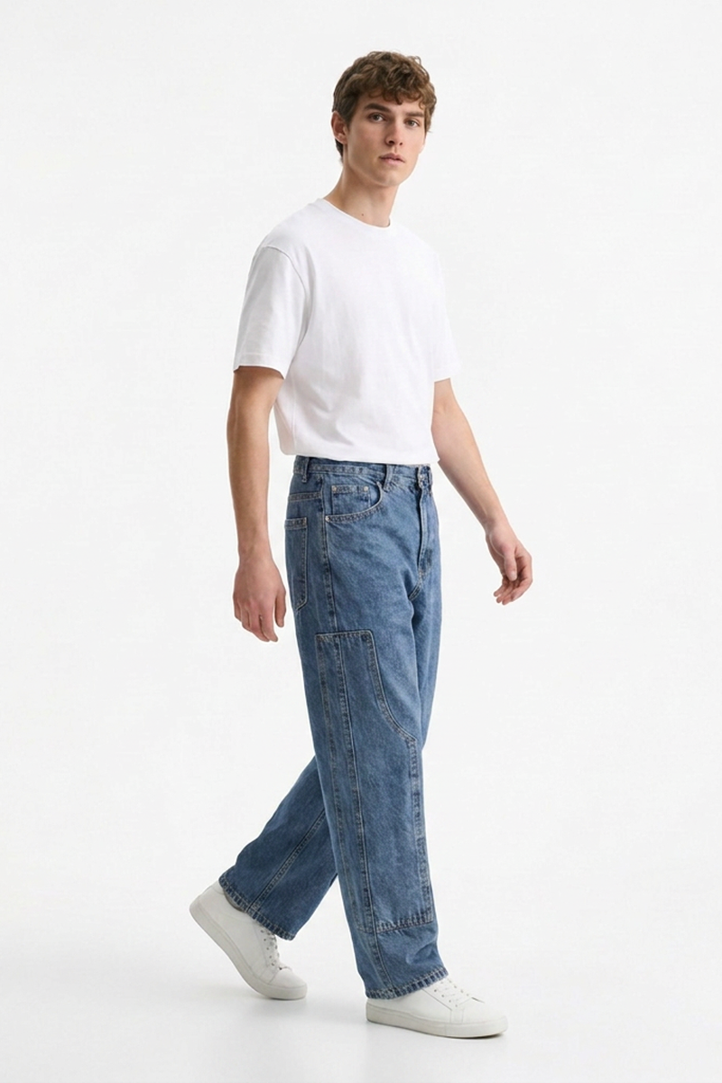 Men's Vintage Blue Straight-Leg Denim Jeans