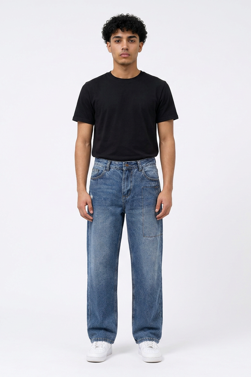 Men's Loose Straight-Leg Denim Jeans