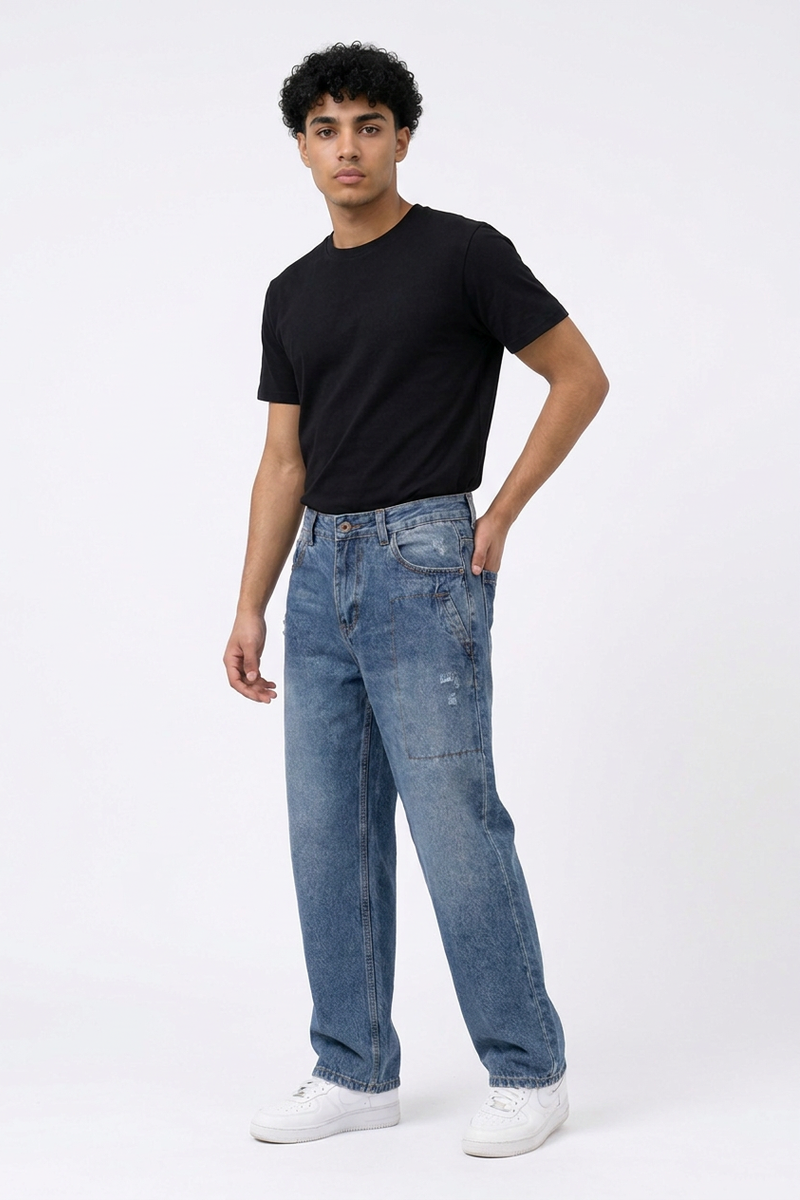 Men's Loose Straight-Leg Denim Jeans