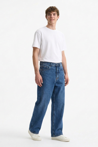 Men's Classic Mid Blue Solid Straight-Leg Jeans