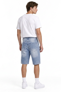 Men's Vintage Wash Ripped Denim Shorts