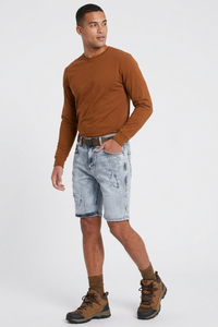 Men's Streetweat Light Blue Ripped Wash Denim Shorts