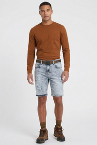 Men's Streetweat Light Blue Ripped Wash Denim Shorts