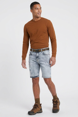 Men's Streetweat Light Blue Ripped Wash Denim Shorts