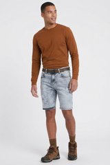 Men's Streetweat Light Blue Ripped Wash Denim Shorts