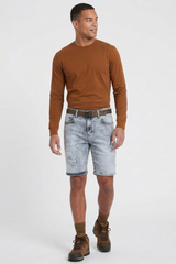 Men's Streetweat Light Blue Ripped Wash Denim Shorts