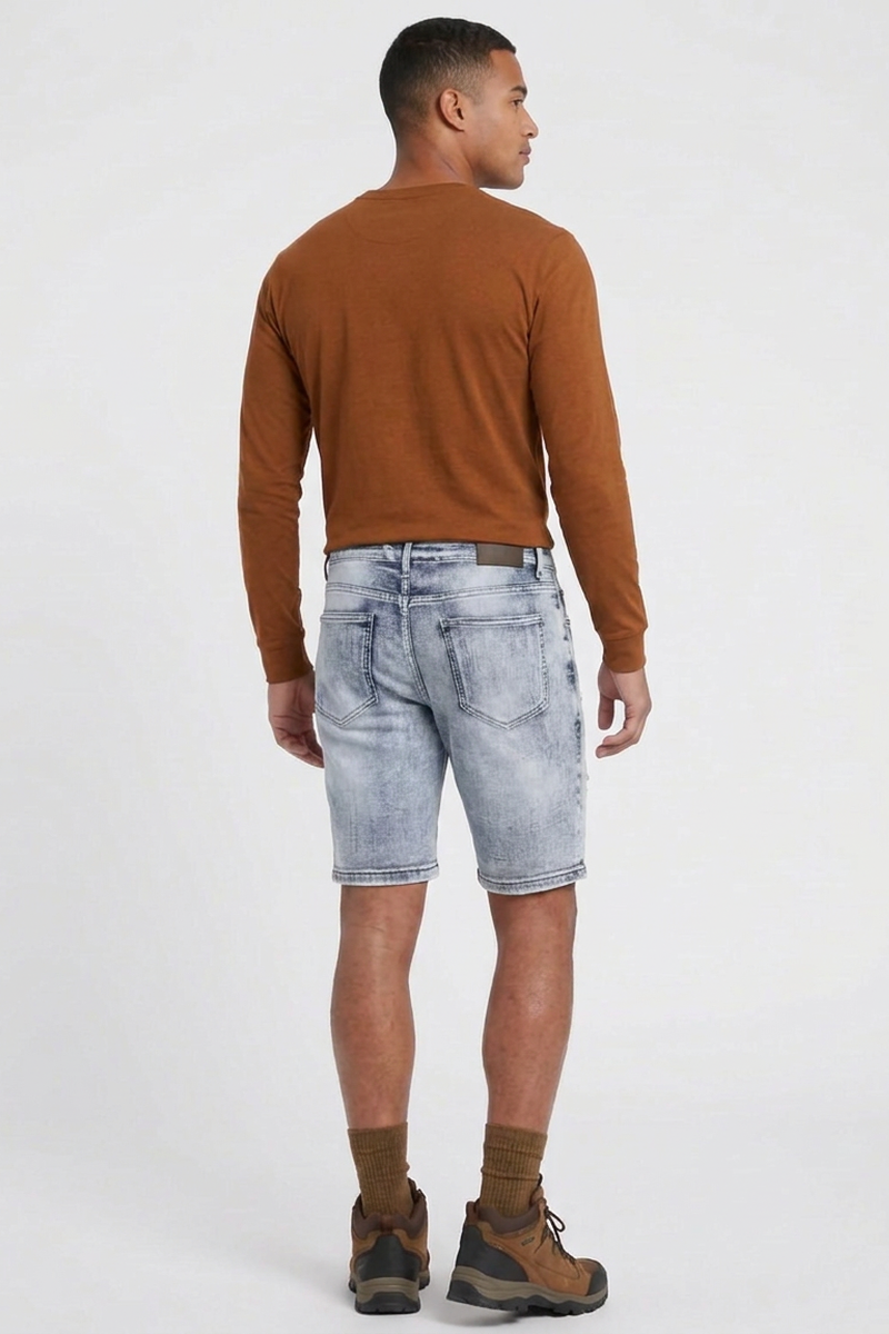 Men's Streetweat Light Blue Ripped Wash Denim Shorts