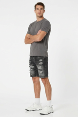 Men's Vintage Black Distressed Ripped Denim Shorts