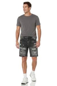 Men's Vintage Black Distressed Ripped Denim Shorts