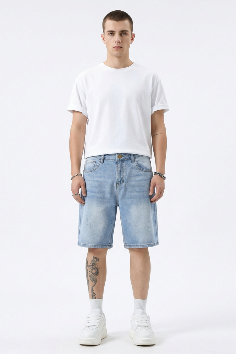 Men's Vintage Washed Casual Denim Shorts