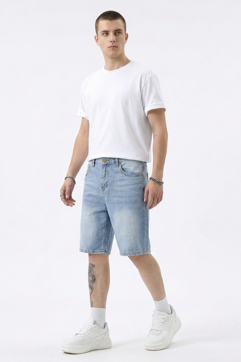 Men's Vintage Washed Casual Denim Shorts
