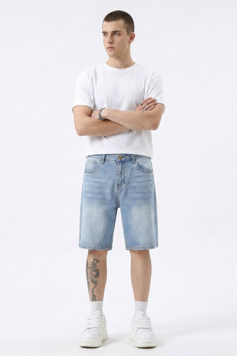 Men's Vintage Washed Casual Denim Shorts