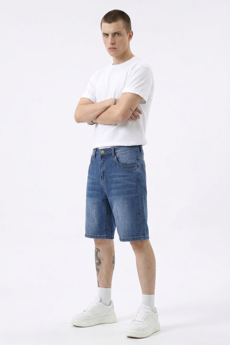 Men's Vintage Washed Casual Denim Shorts